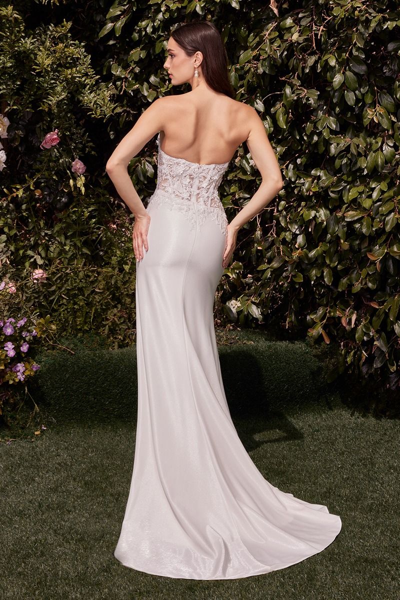 Lace Bodice Slit Gown