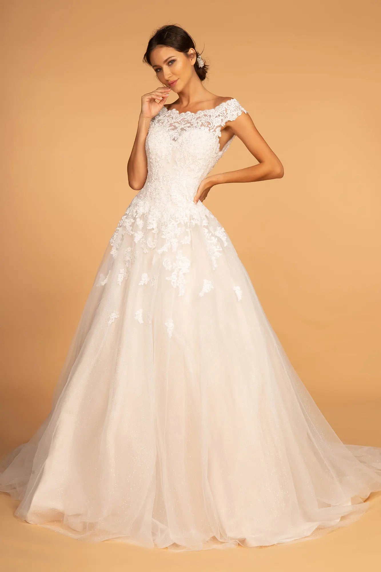Ivory Boat Neck Gown