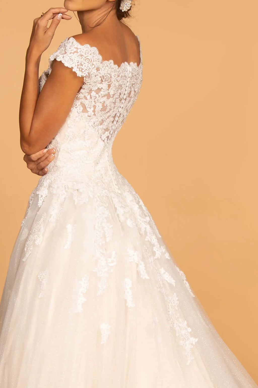 Ivory Boat Neck Gown