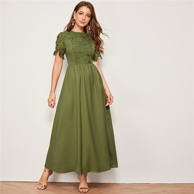 Olive Lace Elegance Dress