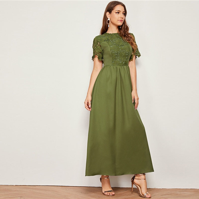 Olive Lace Elegance Dress