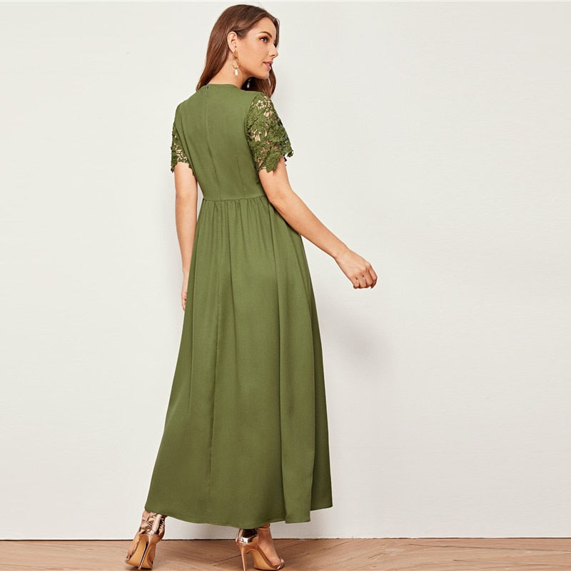 Olive Lace Elegance Dress